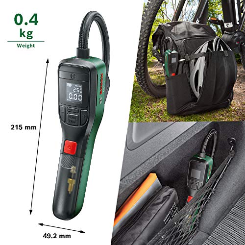 Bosch 'EasyPump' Elektrische Mini-Luftpumpe: Autostop-Funktion, LED, USB-Aufladung