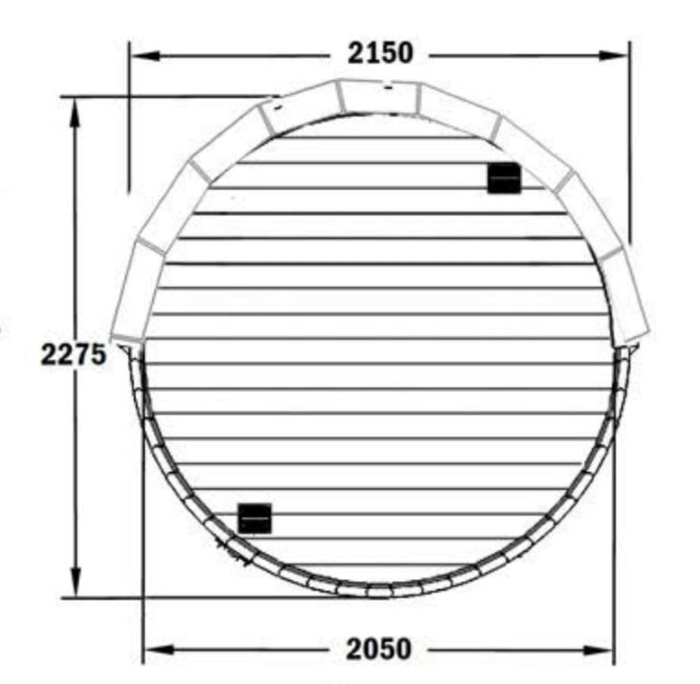 FinnTherm Saunafass 'Carrie' für Außen mit 2 Sitzbänke aus Holz | Wandstärke: 42mm