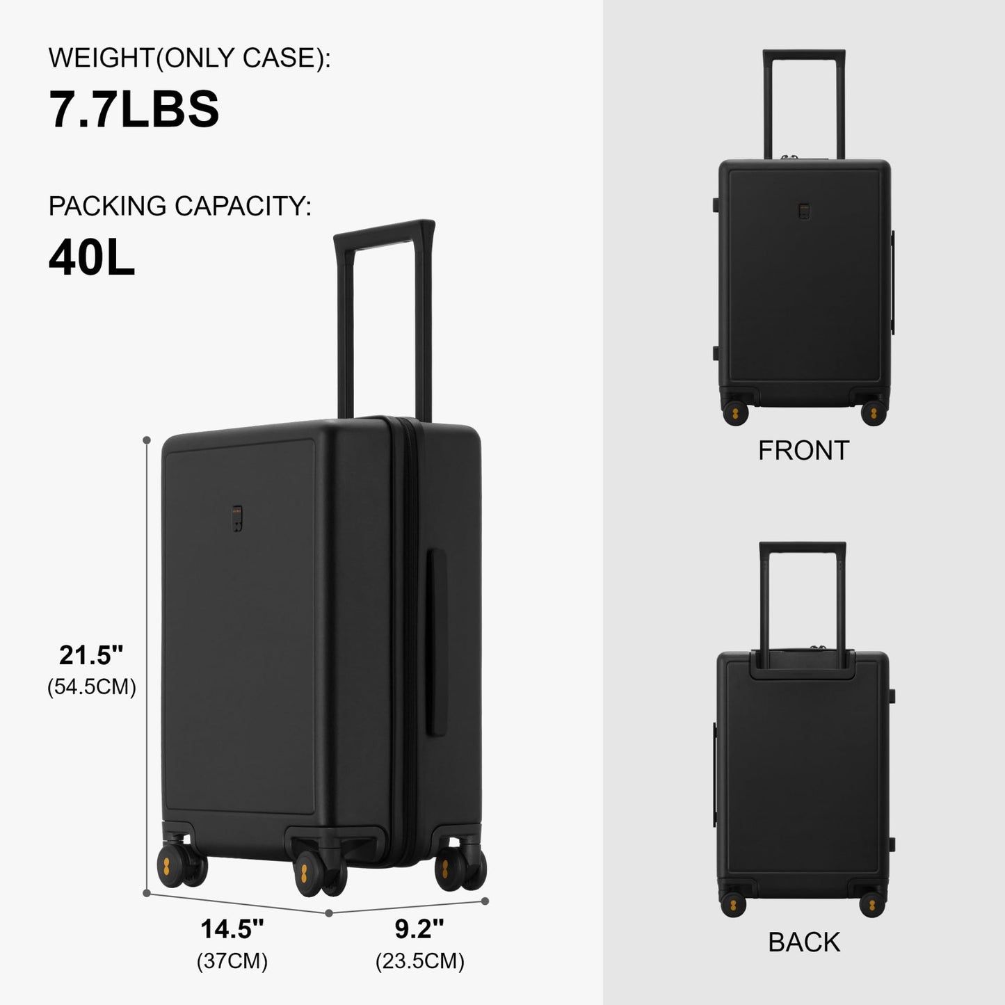 LEVEL8 Hartschalen Reisekoffer mit Organizer-Set (4-teilig): Elegance Matt | Schwarz