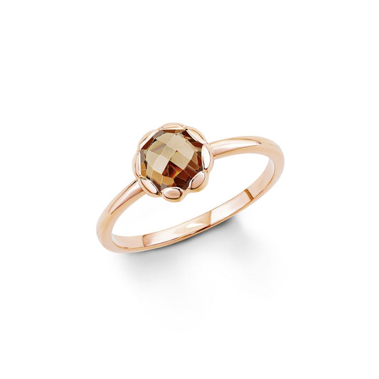 s. Oliver 925 Silber Damen-Ring - teilvergoldet mit Zirkonia (Braun Rundschliff)