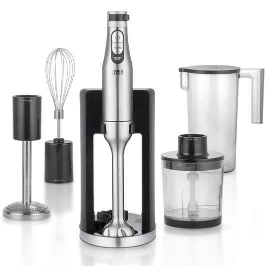 LEBENLANG Premium Stabmixer Set (1200W) inkl. 5x Zubehör & Spritzschutz