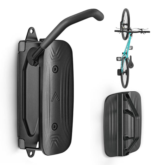 monTEK Schwenkbare Fahrrad Wandhalterung für die Garage | Hält bis zu 30kg (Schwarz)