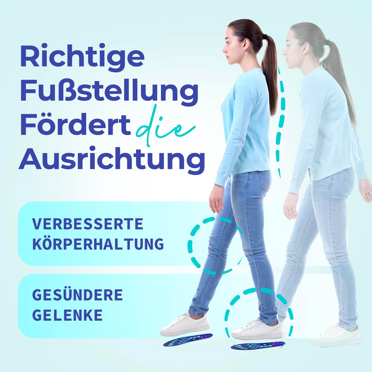 Akusoli Magnet-Einlegesohlen gegen Fersensporn & Plattfüße: Zuschneidbar