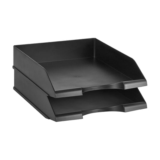 Amazon Basics (2er-Set) stapelbarer Schreibtisch- Briefablagen in Schwarz
