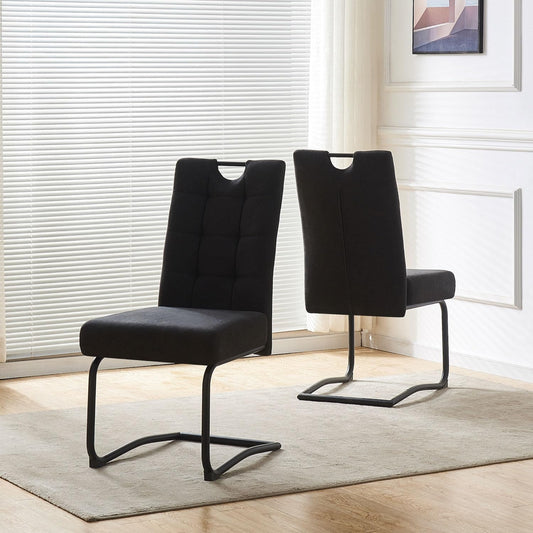 B&D home 2er-Set Freischwinger Esszimmerstühle 'Sofia' | Modern Design in Anthrazit