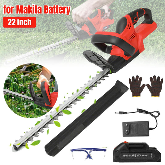 21 V Akku-Heckenschere, 22 Zoll, Elektrischer Heckenschere mit 7500 MAh Akku und Ladegerät, Doppelklinge, 3/5 Schnittkapazität