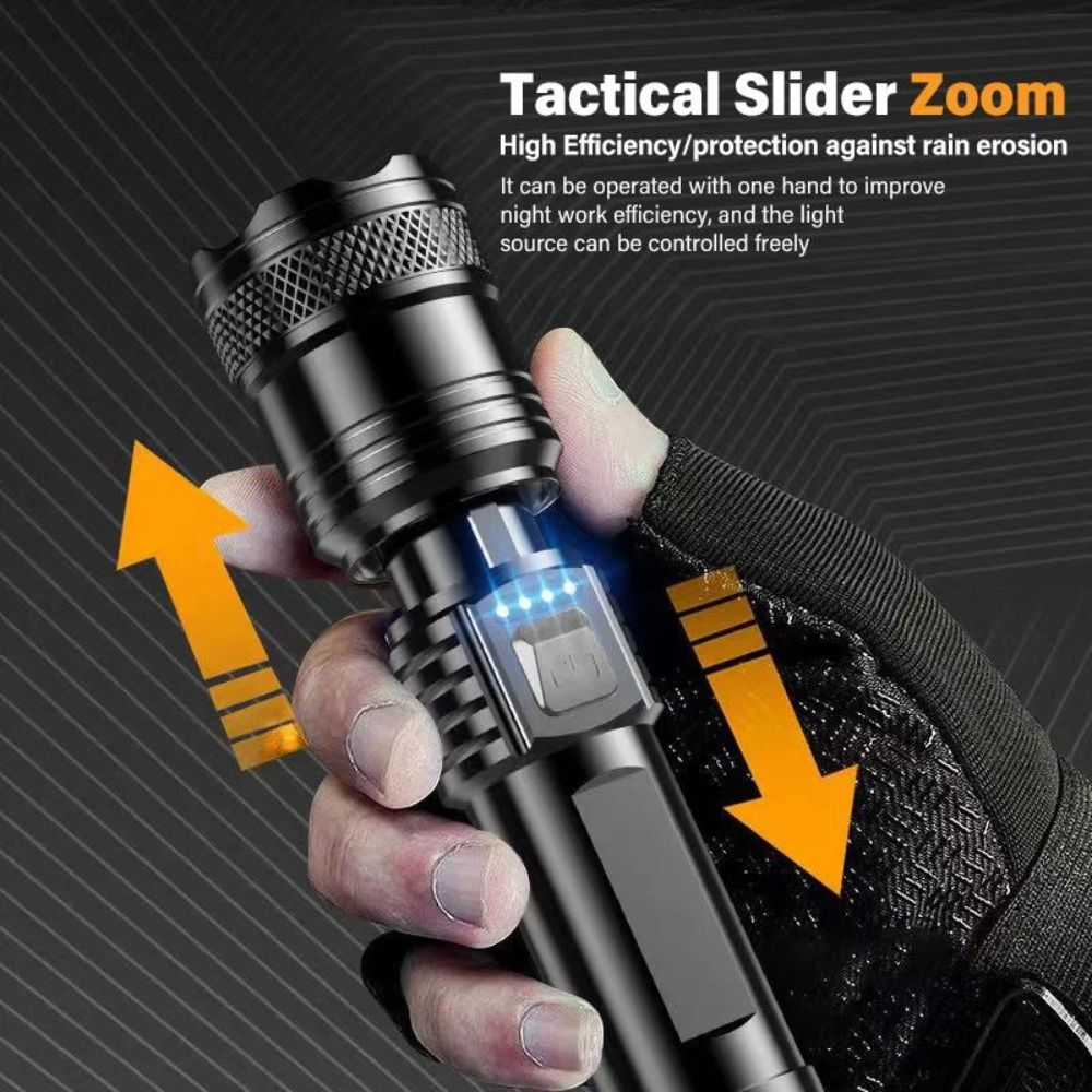 Leistungsstarke XHP50 LED-Taschenlampe: 4 Kern mit Zoom | USB-Ladefunktion3