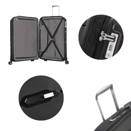 SAMSONITE Flux - Spinner L: Erweiterbarerer Koffer (75 - 99cm/111 Liter) | Schwarz