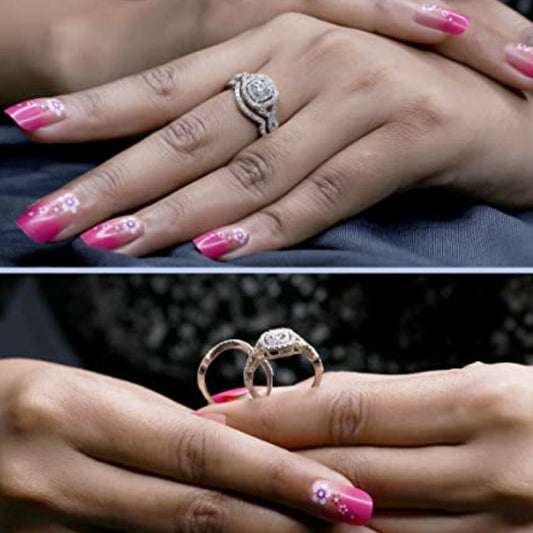 DazzlingRock Collection 18 K Rotgold Verlobungsring-Set: Weißer Diamant in Wirbel-Design (K3074-18KR-8)