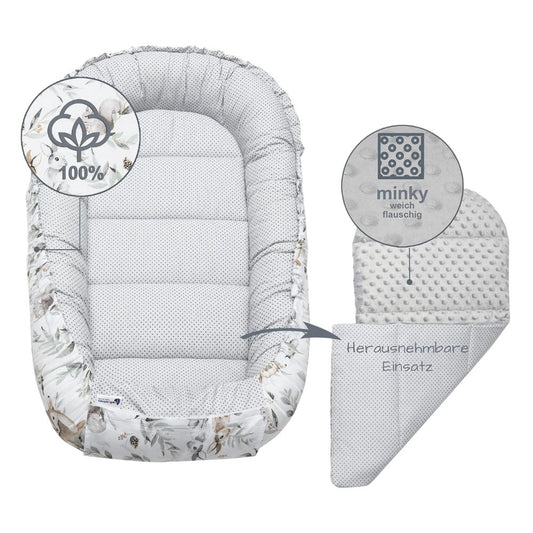 Medi Partners Baby-Nestchen für Neugeborene aus 100% Baumwolle (5-teilig - 100x60x15cm)
