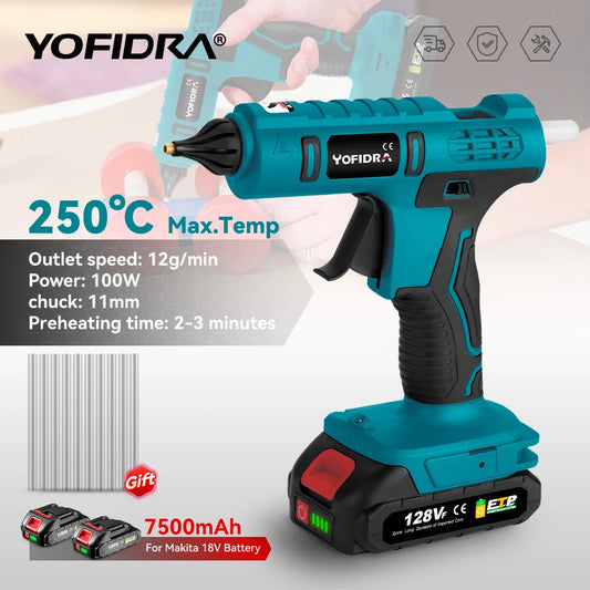YOFIDRA 260 ° Heißer Kleber Pistole 100W Hohe Temperatur Elektrische Mini Kleber Pistolen Thermo Reparatur Power Tool für Makita 18-21V Batterie Pin