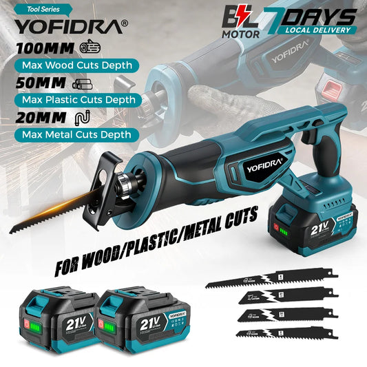YOFIDRA 3000RPM Bürstenlose Säbelsäge Handheld Holz Metall Rohr Schneiden Elektrische Säge Kettensäge Werkzeug für Makita Batterie Pin