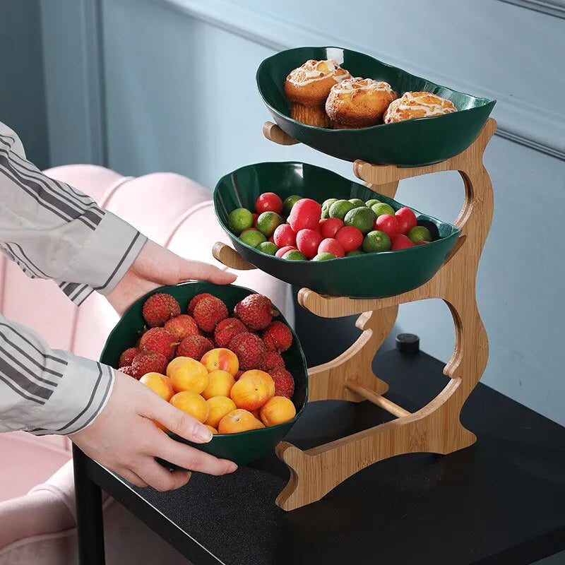 3-stöckige Obstetagere mit Bambusständer: PP-Material Obstschale1