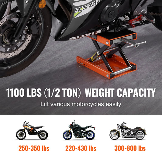 SucceBuy 1100 LBS Motorrad-Hebebühne, Motorrad-Scherenhebebühne mit Breitem Deck und Sicherheitsnadel, Scherenheber aus Stahl, Passend für Motorräder – Bild 2