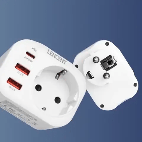 LENCENT Mehrfachsteckdose: 2 USB Schnellladung - 1 USB Typ C - 1 AC Stecker (Preview GIF)