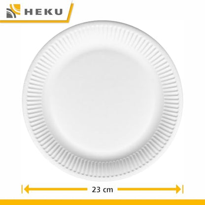HEKU Pappteller (Ø 23cm, 100 Stück): 100% Kompostierbar | Umweltfreundliche Einwegteller