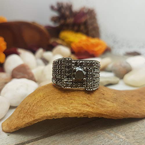 DazzlingRock Collection (KS715-12) 10K Weißgold, Rund Schwarz-Diamant