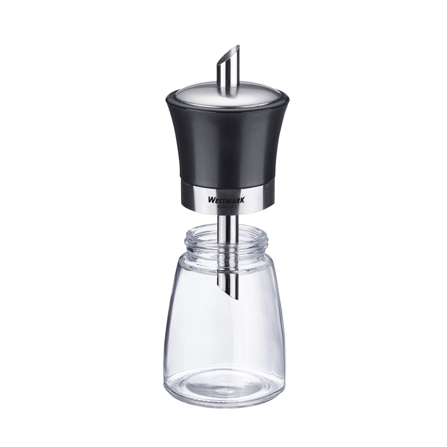 Westmark Zuckerdosierer aus Glas (190ml): Rostfreier Edelstahl (Schwarz-Silber)