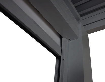 Pergola (HWC-L46) Garten-Lamellen-Pavillon mit Seitenwand-Rollo (3x4m): Sturmfest, Alugestell