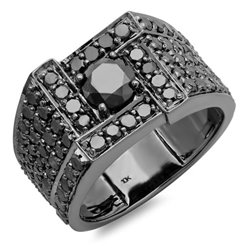 DazzlingRock Collection (KS715-12) 10K Weißgold, Rund Schwarz-Diamant