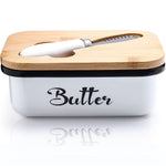 Butterdose mit Holzdeckel für 250g Butter mit multifunktionales Buttermesser
