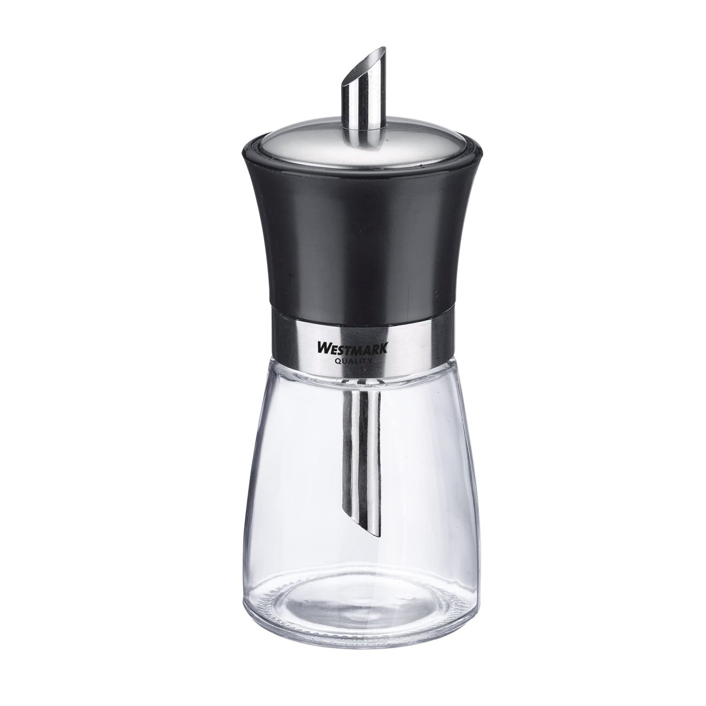 Westmark Zuckerdosierer aus Glas (190ml): Rostfreier Edelstahl (Schwarz-Silber)