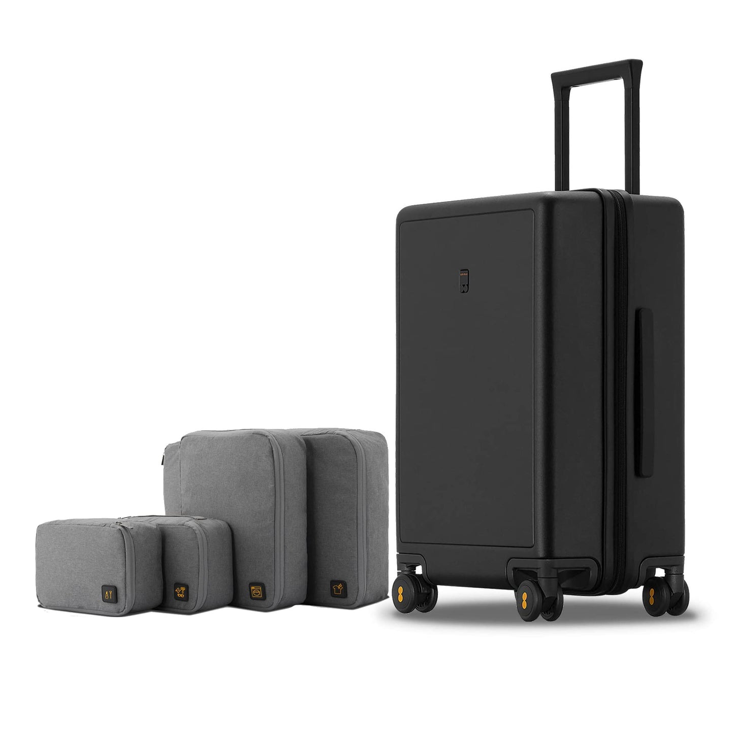 LEVEL8 Hartschalen Reisekoffer mit Organizer-Set (4-teilig): Elegance Matt | Schwarz