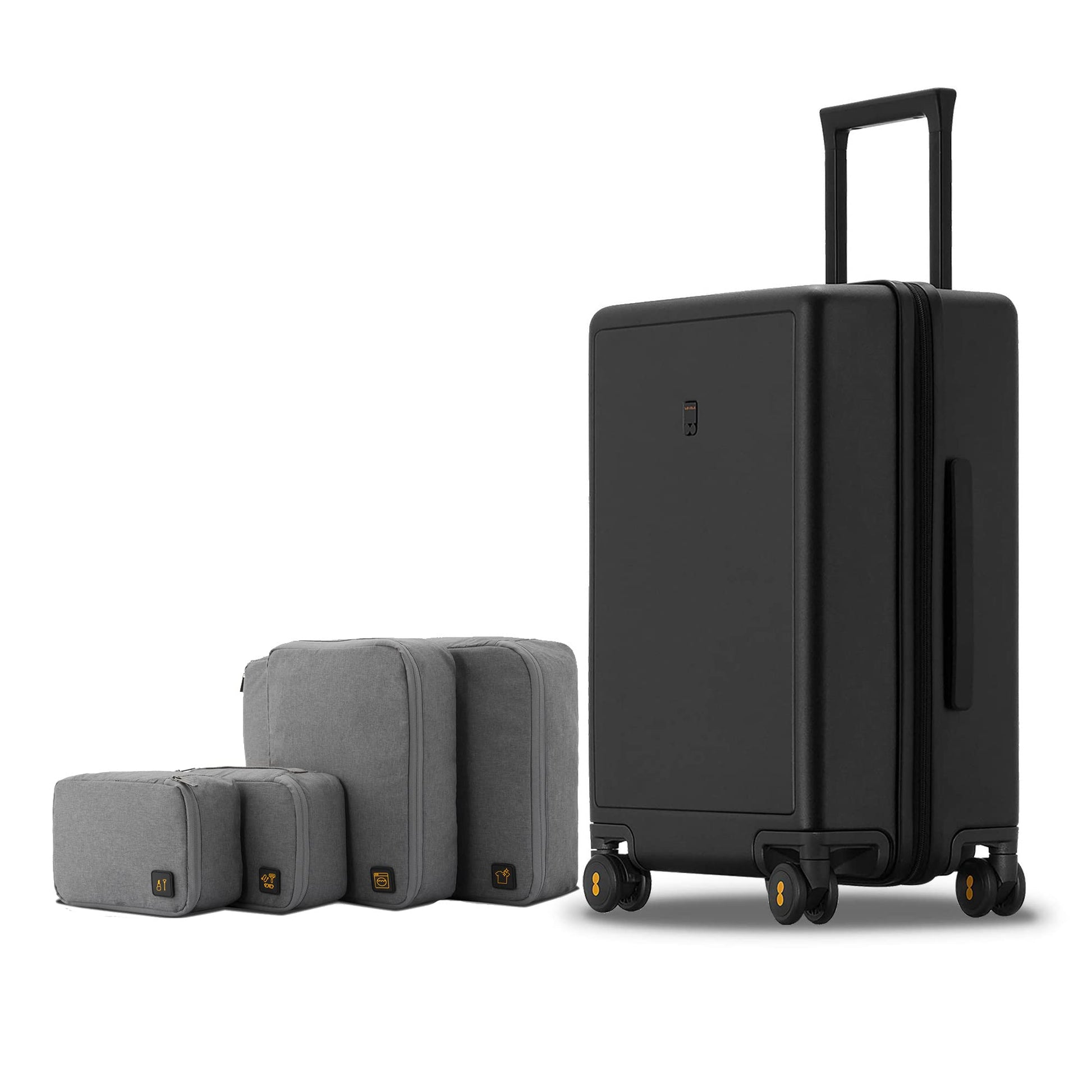 LEVEL8 Hartschalen Reisekoffer mit Organizer-Set (4-teilig): Elegance Matt | Schwarz