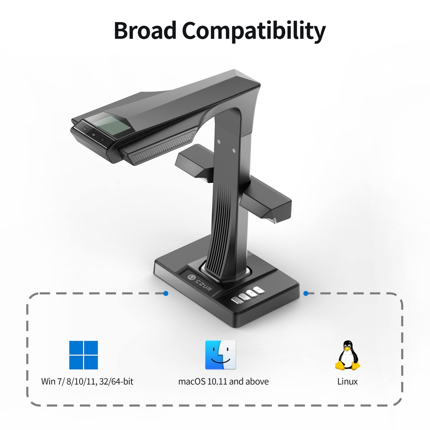 Professioneller Buchscanner 'CZUR ET24 Pro' mit HDMI: 24MP mit Laser Verflachungstechnologie