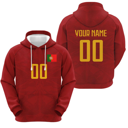 PORTUGAL Personalisiertes Kapuzenpullover mit Namen und Nummer in Bordeaux