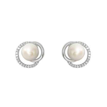 JOOP! Süßwasserzuchtperle Damen Ohrstecker mit Zirkonia synth. inkl. Geschenk Box
