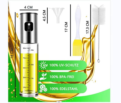 BETA NOBLE Ölsprüher Glas (100ml) für Küche & Grill mit Fächerdüse