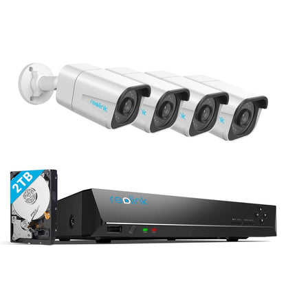 Reolink 4K-Überwachungskamera-Set (RLK8-800B4): Innen und Outdoor, Personenerkennung, Fahrzeugerkennung