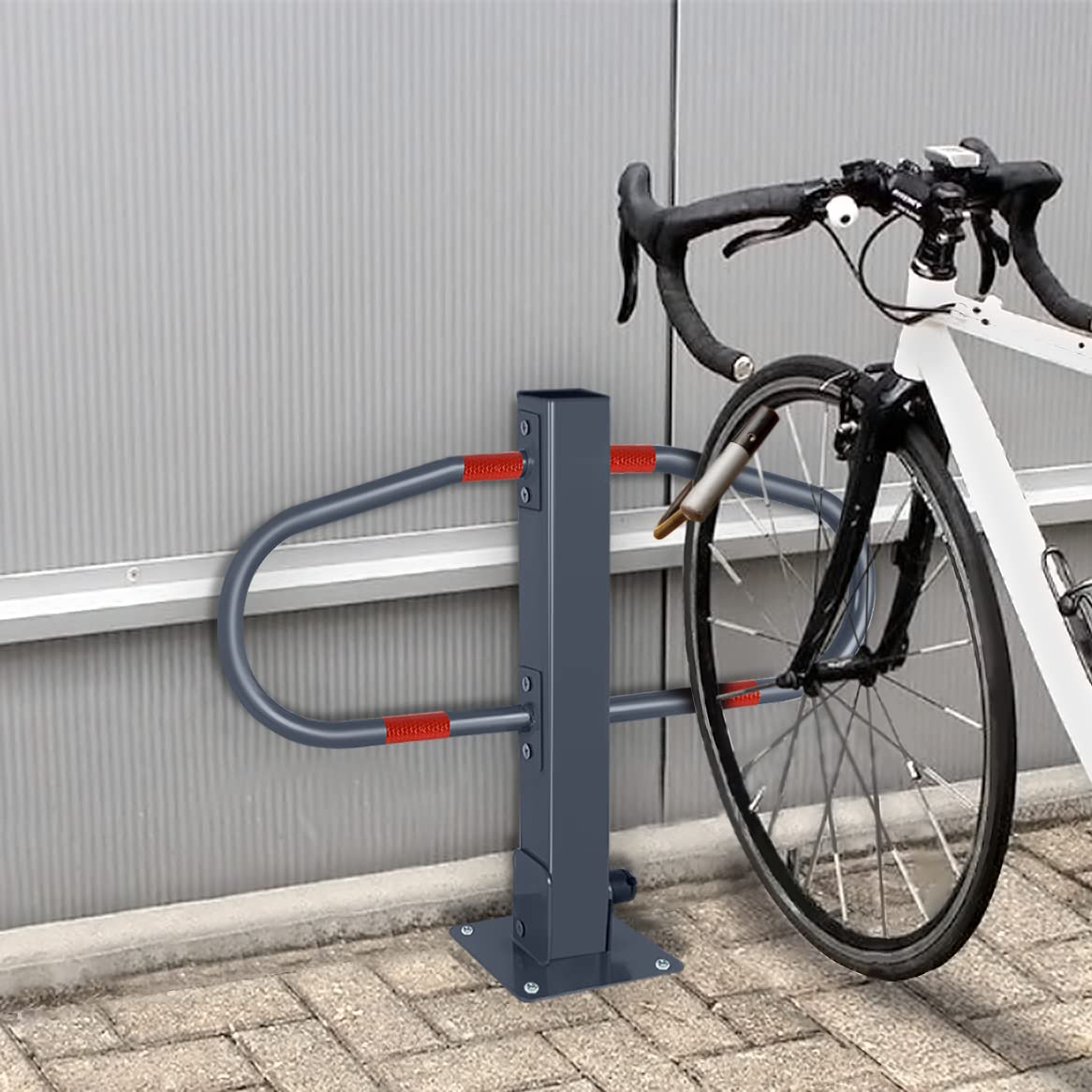 FIVMEN Verzinktes Parkplatzsperre | Klappbar mit Schlüsseln und Reflektierende Aufkleber