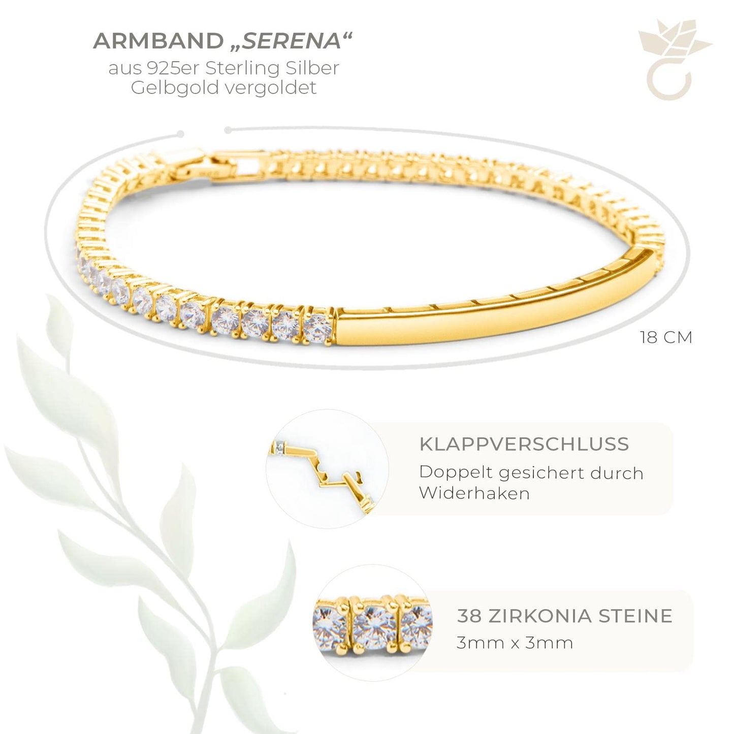 AMOONIC Damen Armband (Vergoldet) mit Gravur & Zirkoniasteinen für Geschenk