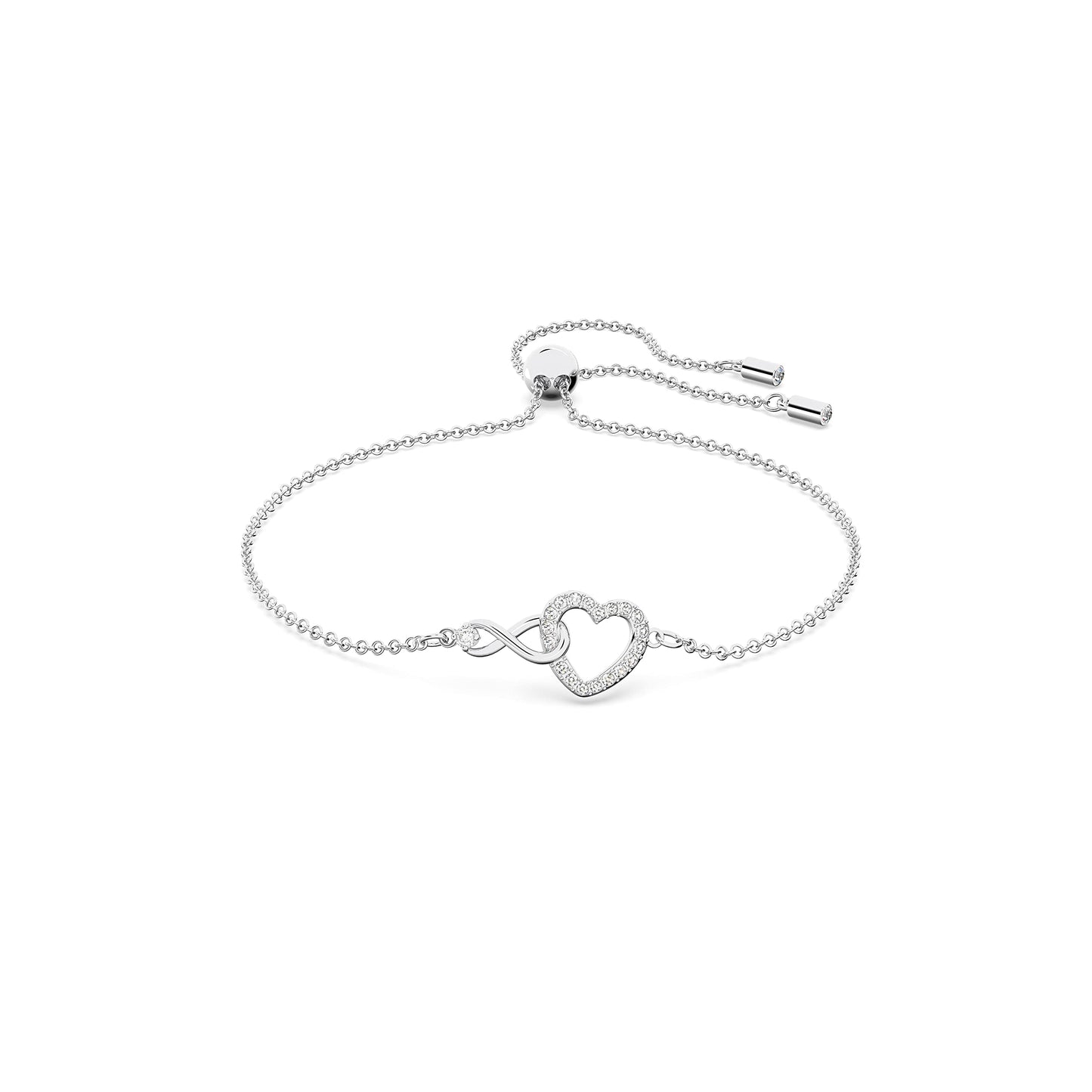 Swarovski 'Hyperbola' Rhodiniertes Damen-Armband: Unendlichzeichen und Herz