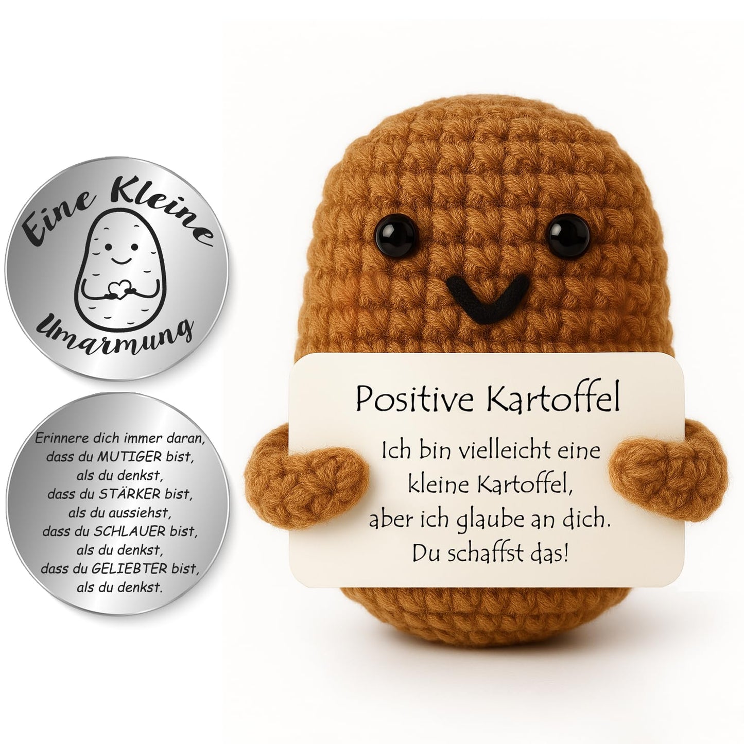 Tixlux Positive Kartoffel: Handgemachte Ermutigungs-Puppe | Silber & Geschenkidee