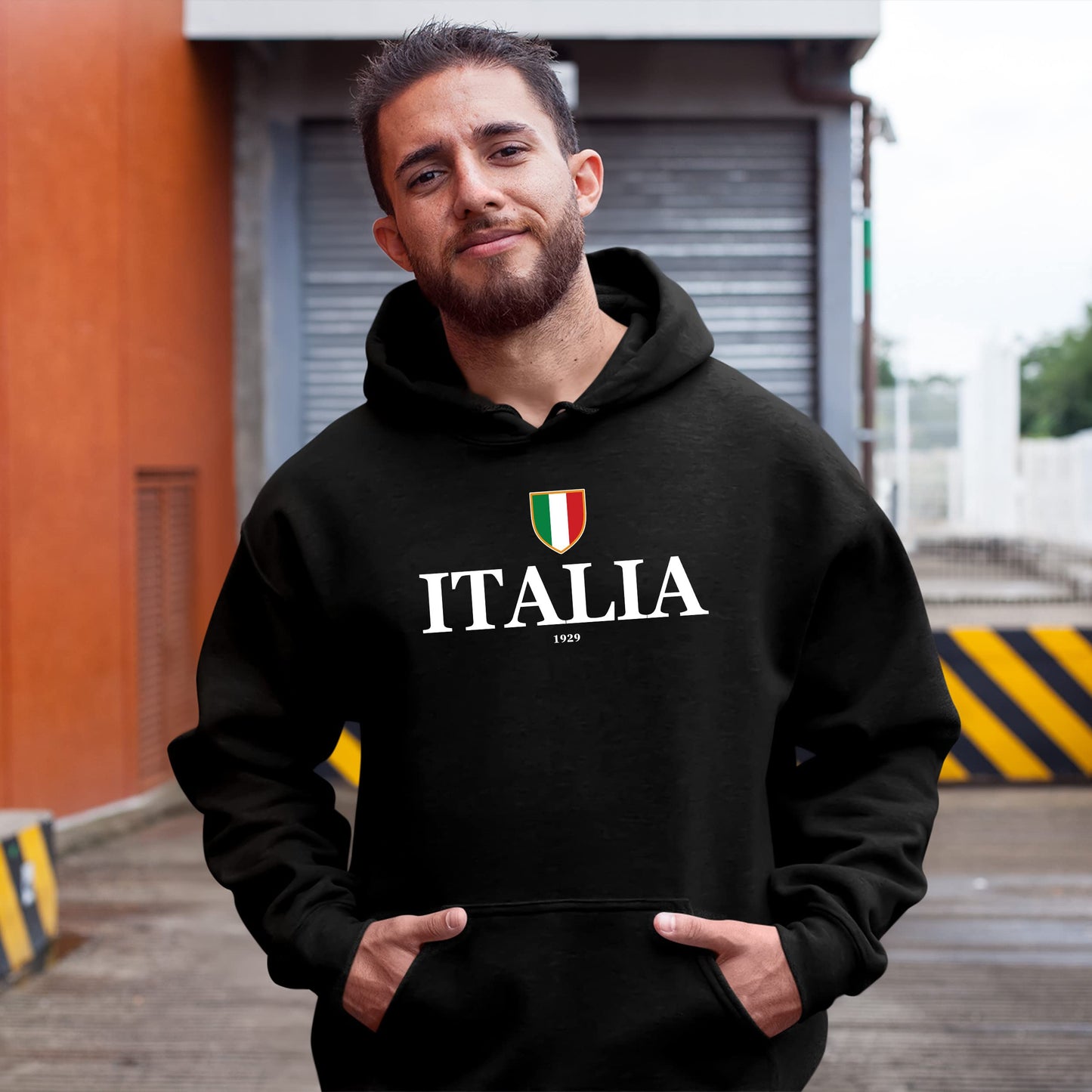 ITALIA Herren Kapuzenpullover mit italienische Flagge in Königsblau