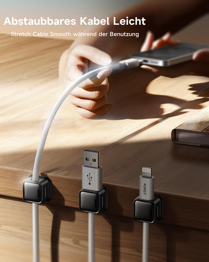 smofish Kabelclips (8er-Pack): Magnetische Schreibtisch Kabel Organizer, Stark Haftend