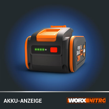 Original WORX WA3644 PowerShare Pro Akku 20V (4,0 Ah Li-Ion): Wiederaufladbar mit LED-Anzeige, passend für alle WORX Geräte