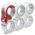 BOMEI PACK Paketband Set | 6 Rollen klar à 66m + Abroller, vielseitig & leicht abrollbar