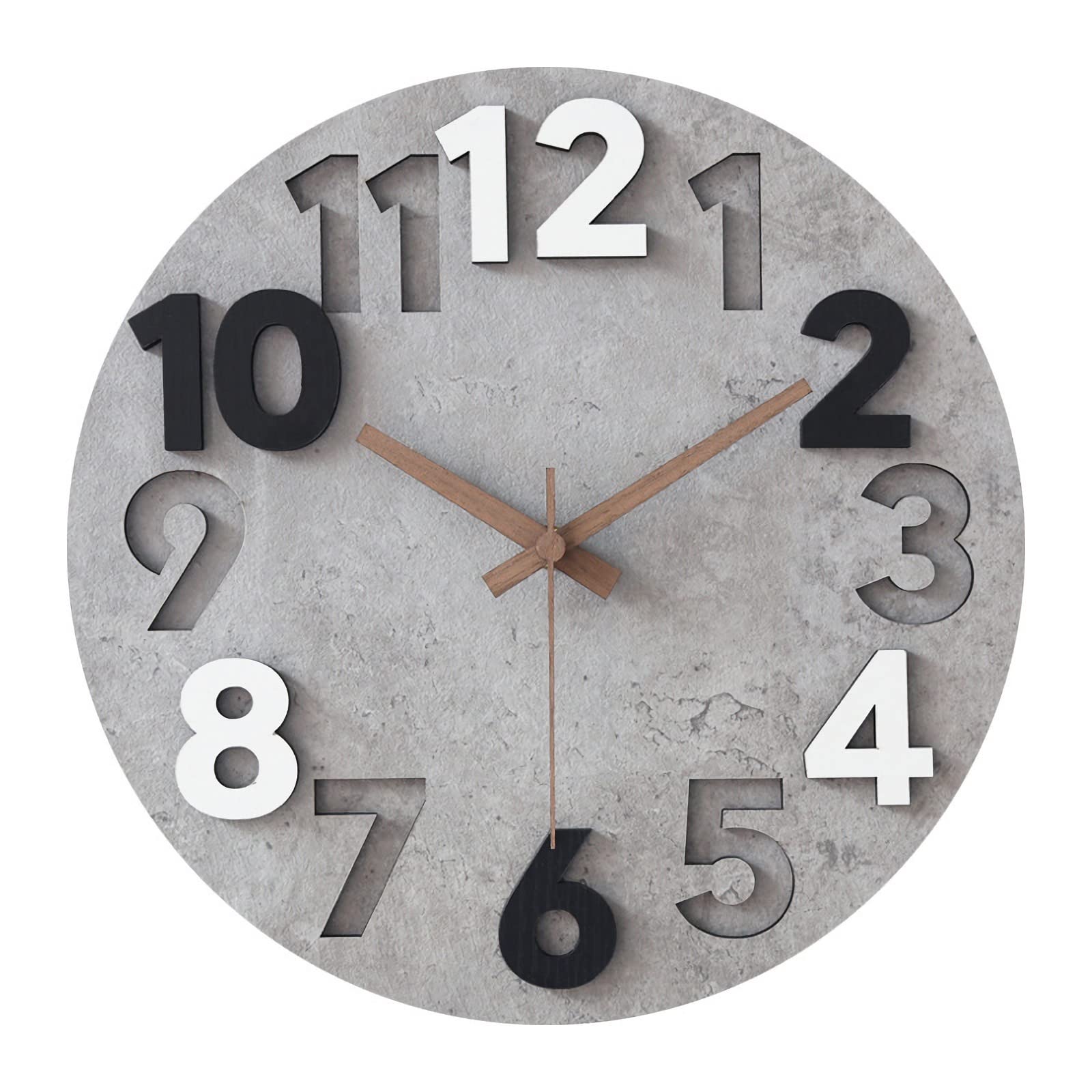 Stellarize Modern Holz 3D-Wanduhr (30cm) ohne Tickgeräusche für Wohnzimmer, Küche, Büro