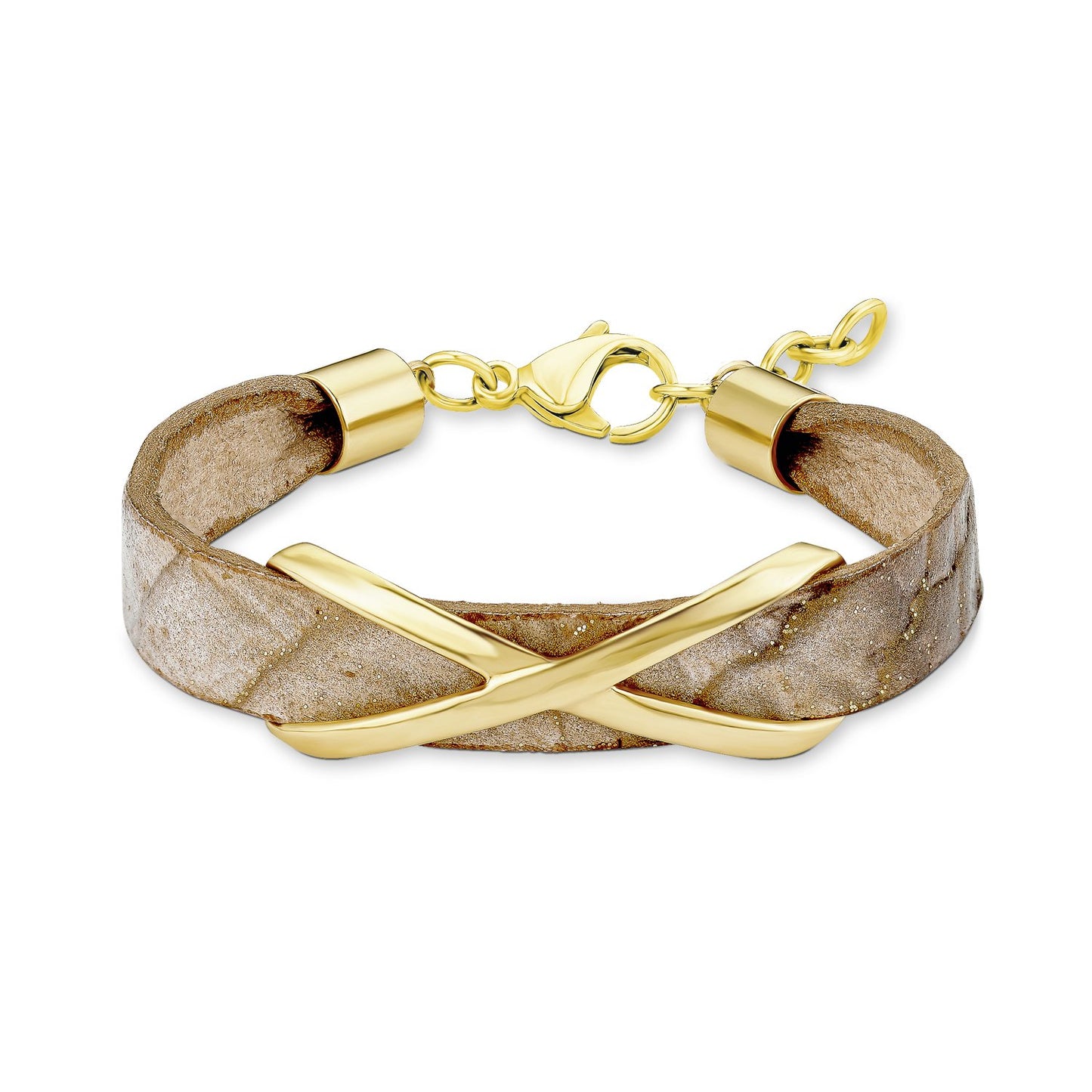 s. Oliver Edelstahl Damen-Armband (teilvergoldet) mit Leder - 19cm