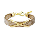 s.Oliver Edelstahl Damen-Armband (teilvergoldet) mit Leder - 19cm