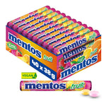 Mentos Fruit Dragees, Frucht-Bonbons mit Orange, Zitrone, Erdbeere, Kaubonbons mit fruchtigem Geschmack, Süßigkeiten Multipack (40 Rollen), vegan