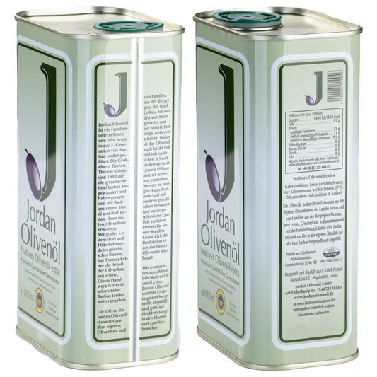 Jordan Natives Olivenöl (2x 1 Liter Kanister) von der griechischen Insel Lesbos