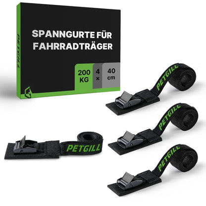 4x Spanngurte mit Polsterung für alle Fahrradträger (40x20mm): 200kg Belastbarkeit für Dachträger