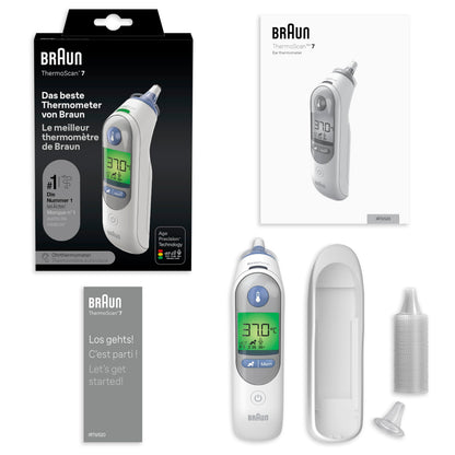 Braun ThermoScan-7 Ohrthermometer mit Age Precision & ExacTemp inkl. 21 Hygiene Caps