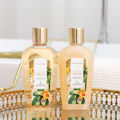 spa luxetique Bad Geschenkset (8-teilig) | Vanilleduft für pflegende Wohlfühlmomente