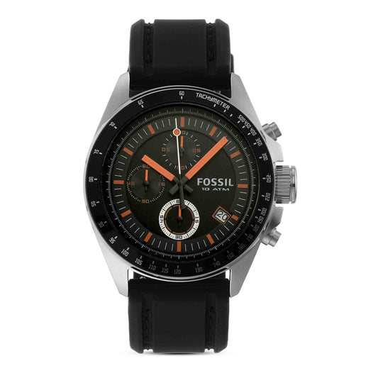 FOSSIL Decker Quarzwerk Chronograph Herrenuhr (44mm) mit Edelstahl- oder Lederarmband